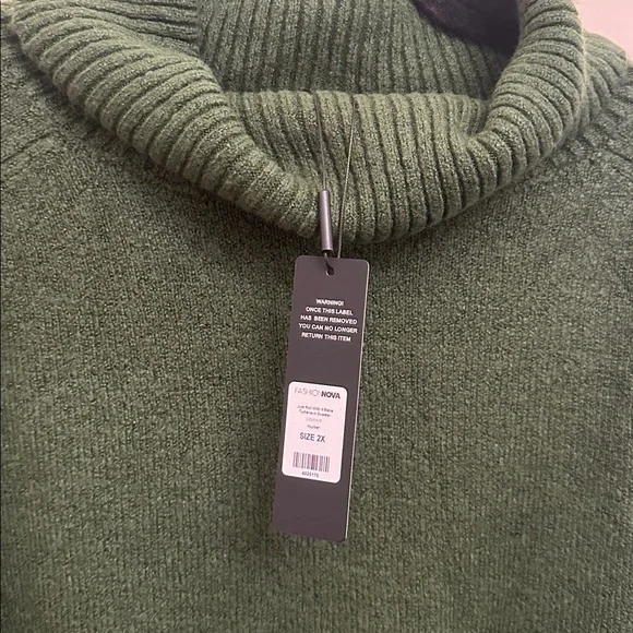 Fashion‎ Nova NWT Size 2X Green Cowl Neck Sweater Oversized Soft Cozy Holiday - Picture 3 of 4